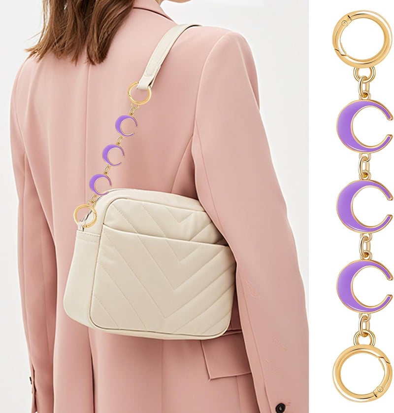 Tmtains 2Pcs Bag Extender Chain Gold Purse Extender Chain Heart Moon Purse Strap Extenders Purple Purses Strap Replacement Crossbody Bags Accessories for Women Cute Bag Charms for Handbags Tote Bags Supply - Image 3
